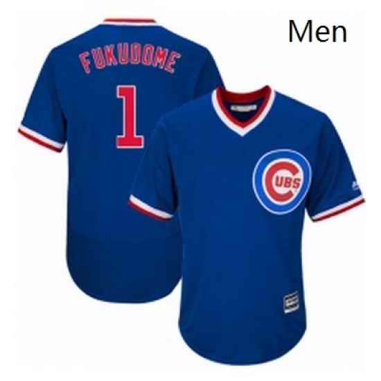 Mens Majestic Chicago Cubs 1 Kosuke Fukudome Royal Blue Flexbase Authentic Collection Cooperstown MLB Jersey